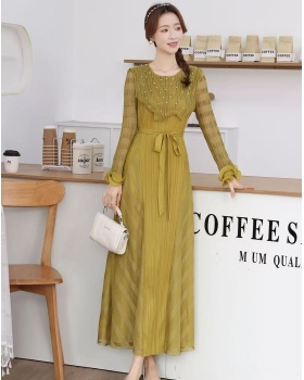 Casual gauze long dress beading bandage dress for women