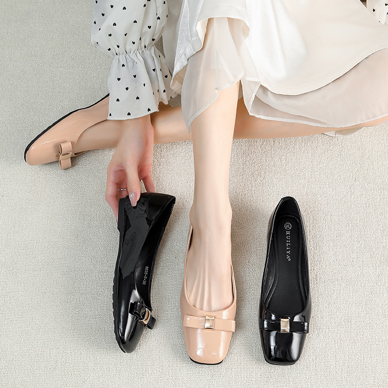 Temperament all-match square head France style shoes