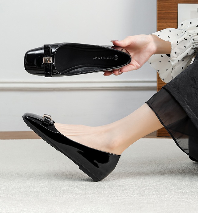 Temperament all-match square head France style shoes