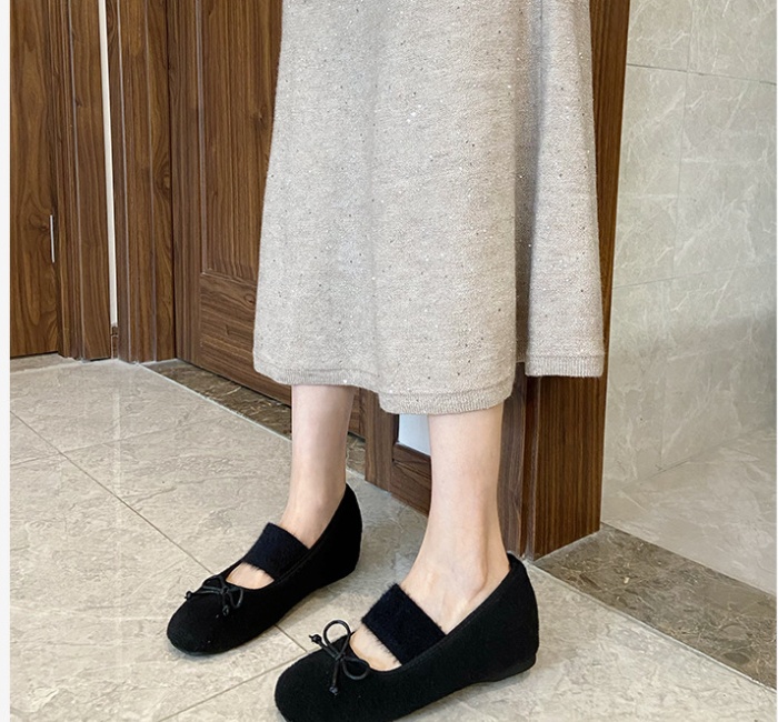 France style retro ballet flat winter shoes for women