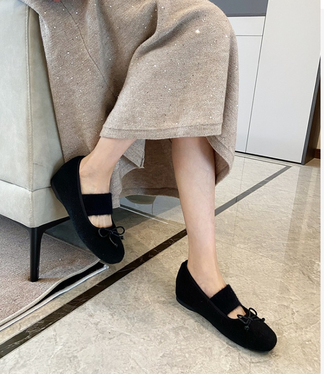 France style retro ballet flat winter shoes for women