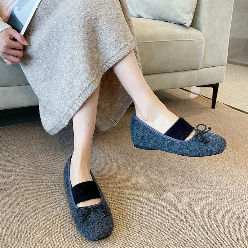 France style retro ballet flat winter shoes for women