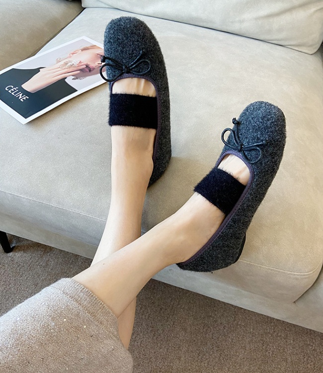 France style retro ballet flat winter shoes for women