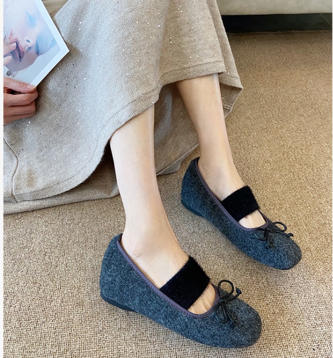 France style retro ballet flat winter shoes for women