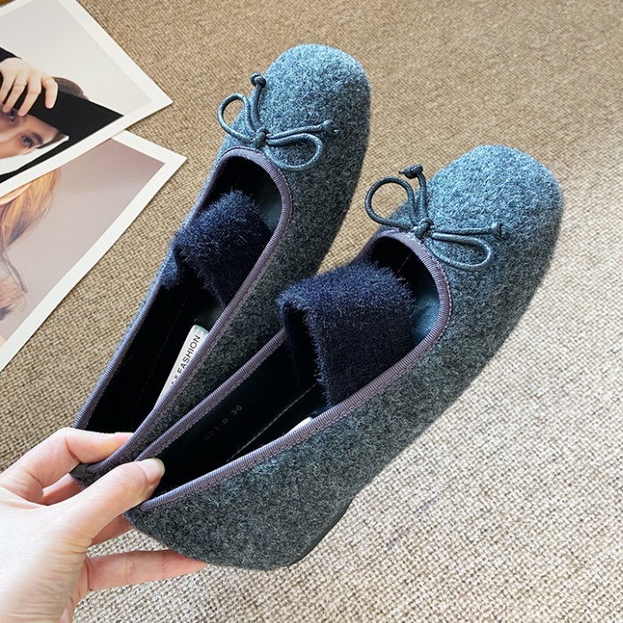 France style retro ballet flat winter shoes for women