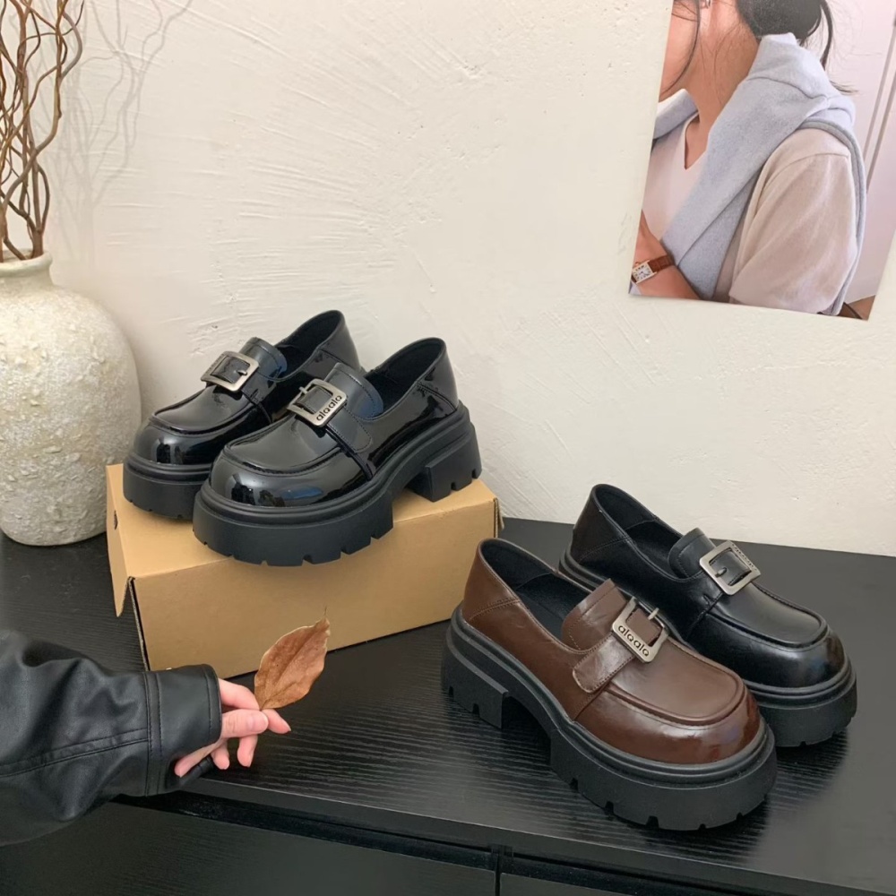 Thick crust shoes small leather shoes for women