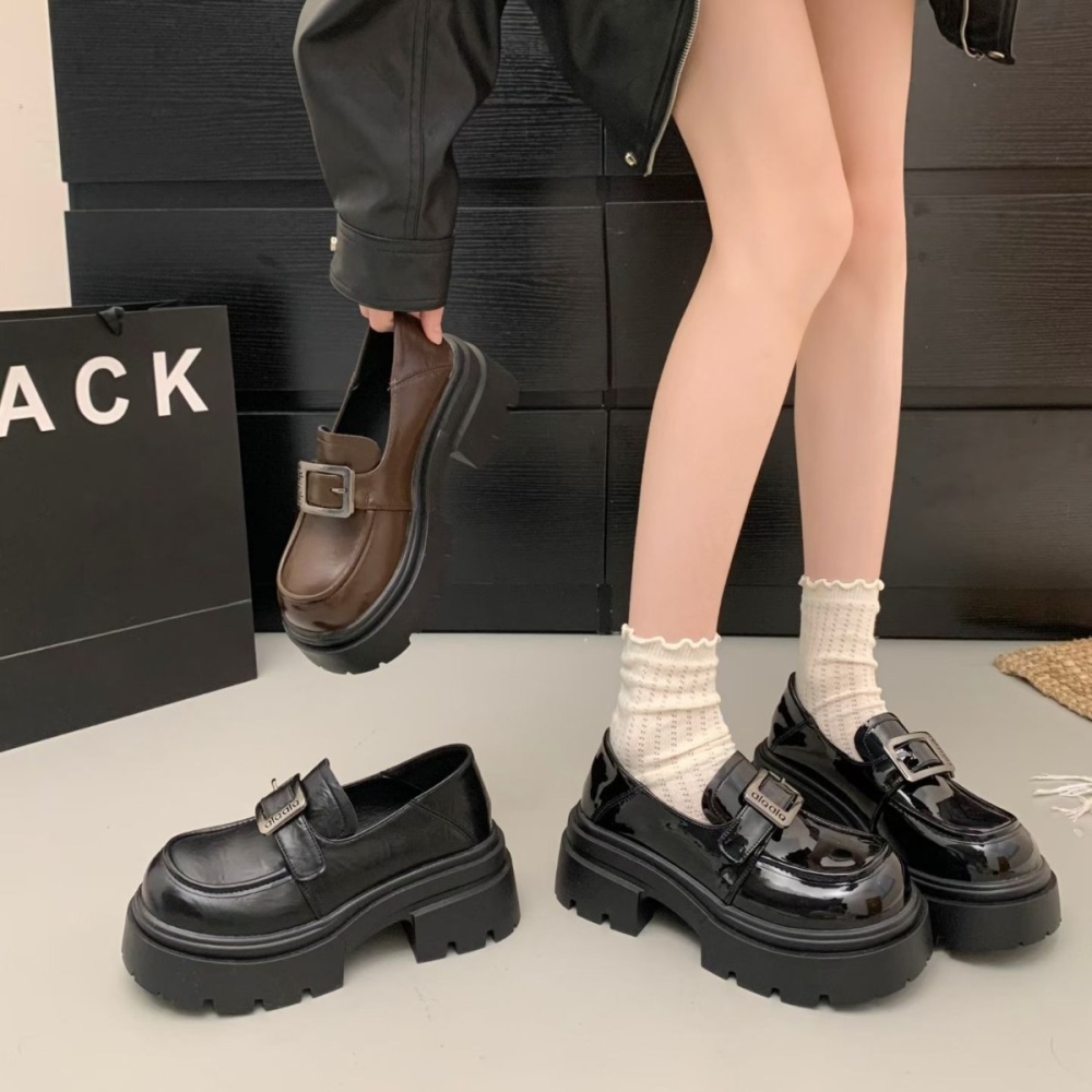 Thick crust shoes small leather shoes for women