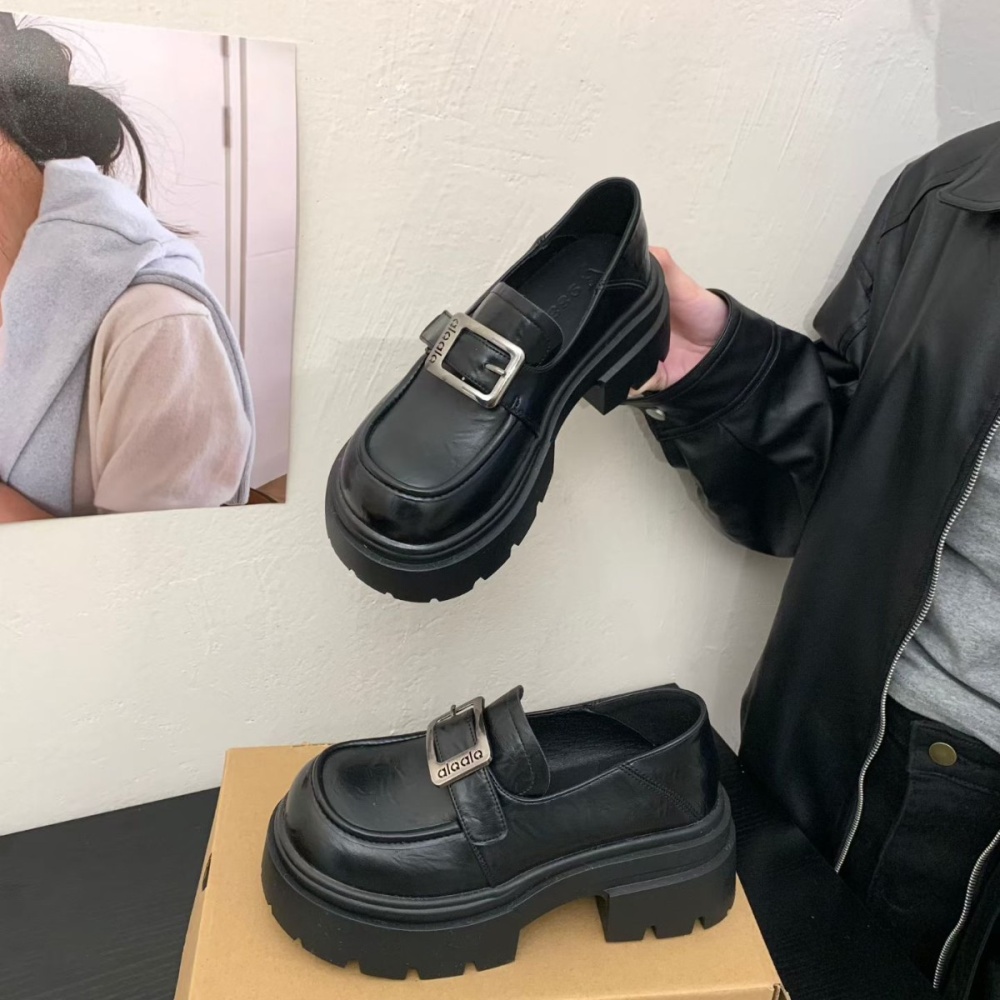 Thick crust shoes small leather shoes for women