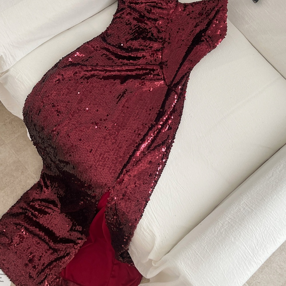 Temperament wrapped chest dress wine-red long dress for women