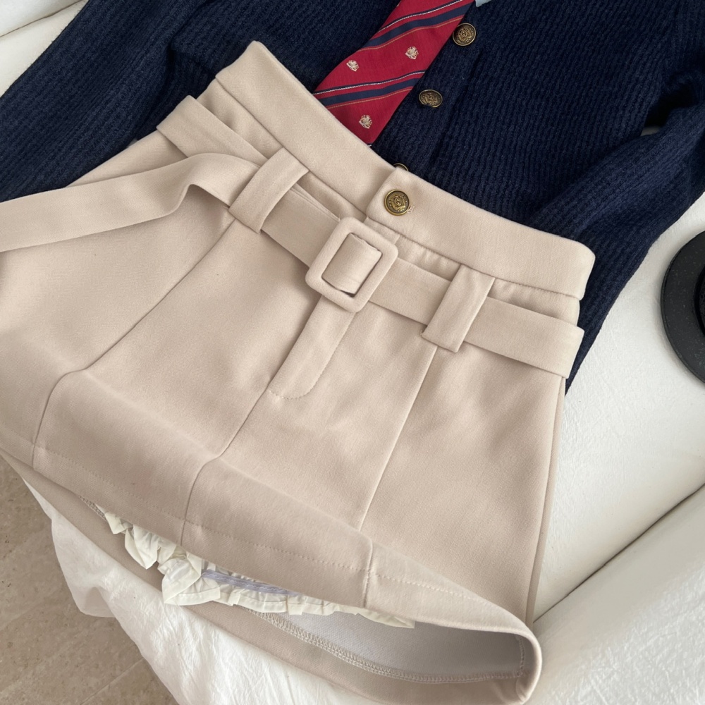 Pseudo-two knitted short skirt all-match tops 2pcs set