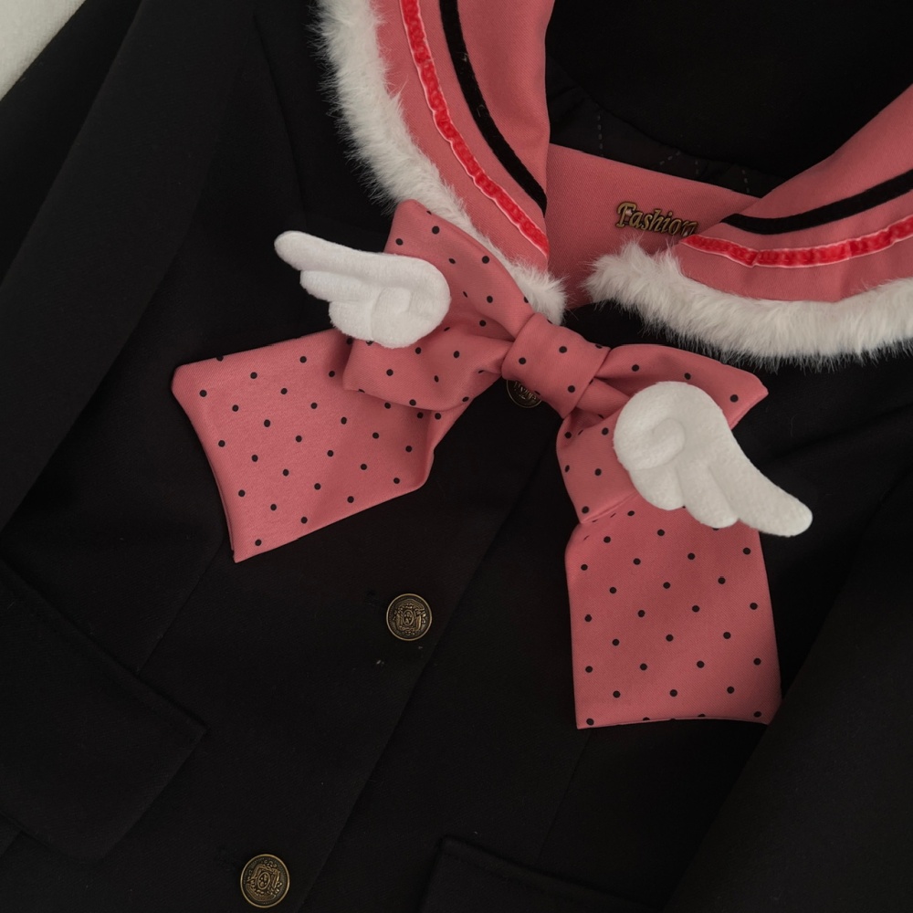 Thick plaid slim tops fashion pink skirt a set