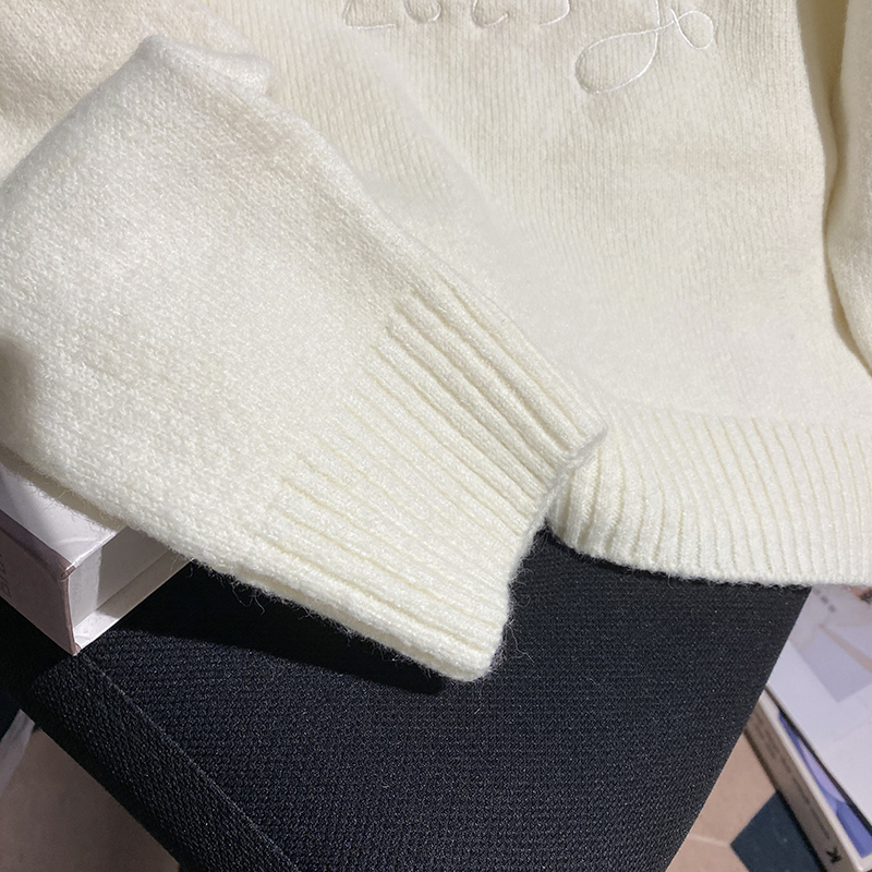 Embroidery tops round neck bottoming shirt for women