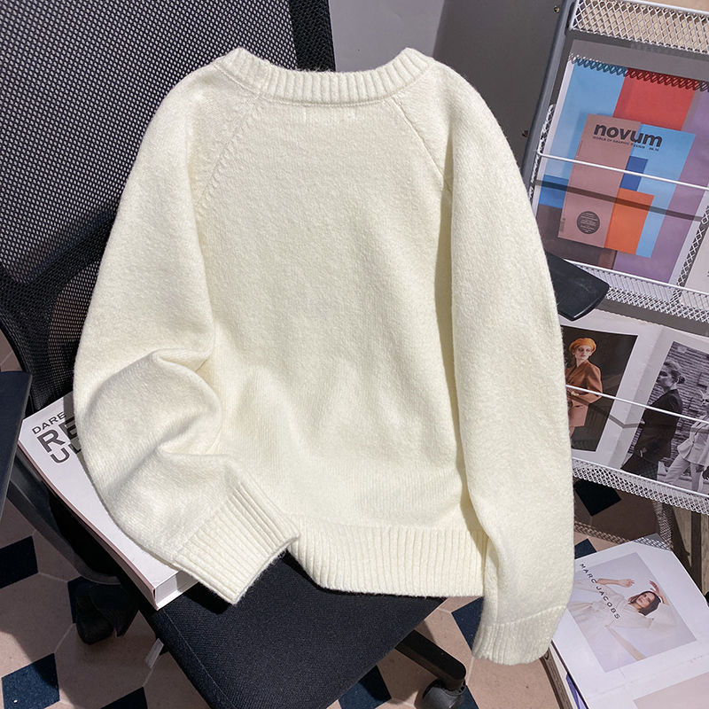 Embroidery tops round neck bottoming shirt for women