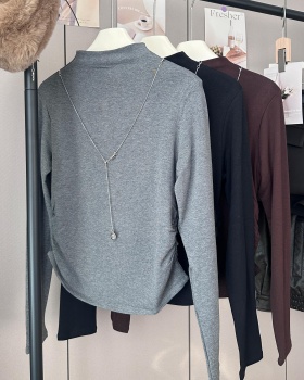 Thick plus velvet T-shirt fold tops for women