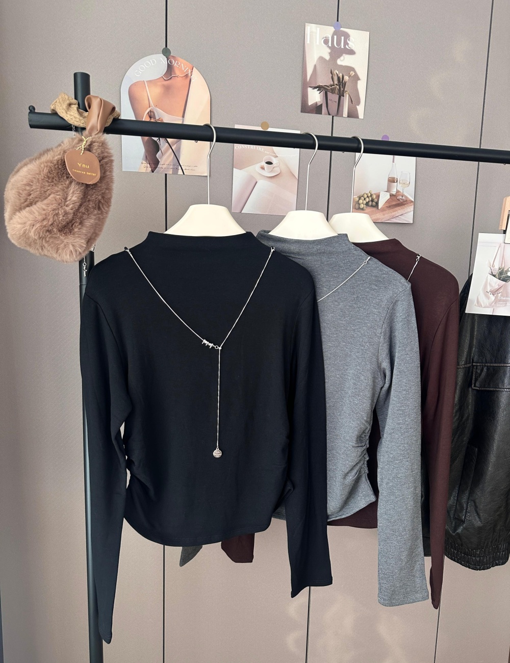 Thick plus velvet T-shirt fold tops for women