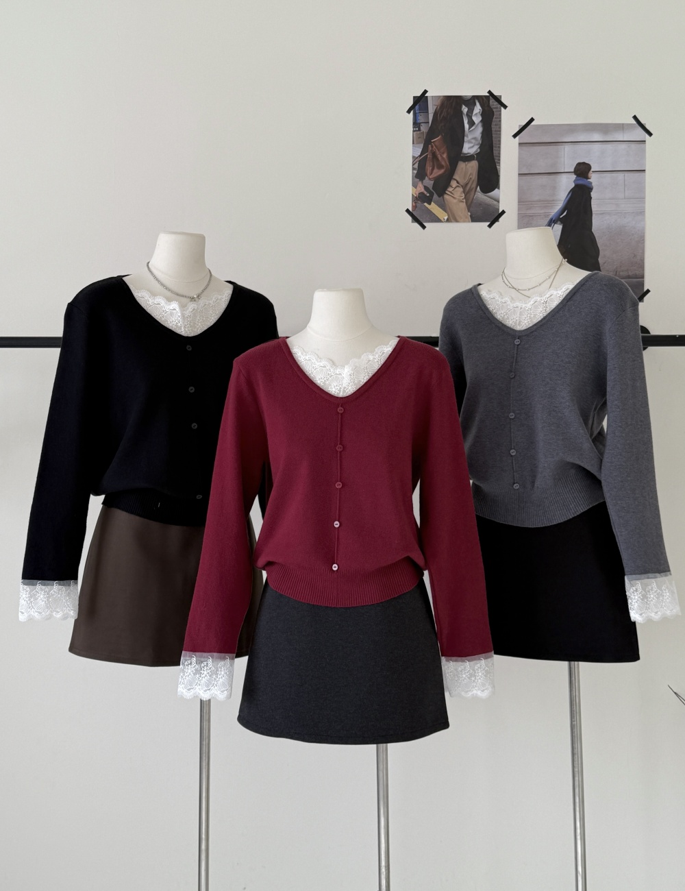 Splice long sleeve Pseudo-two sweater for women