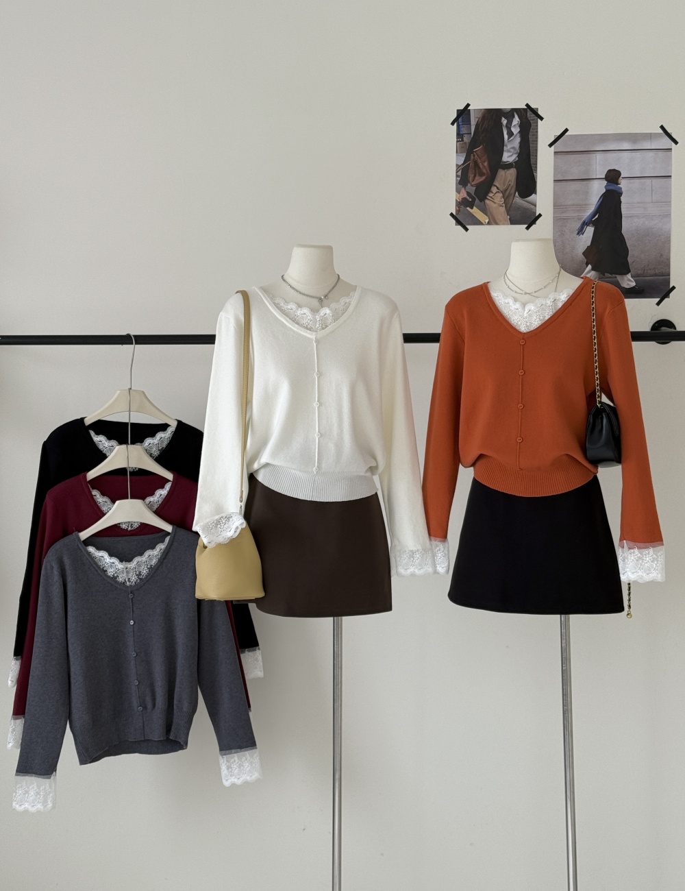 Splice long sleeve Pseudo-two sweater for women