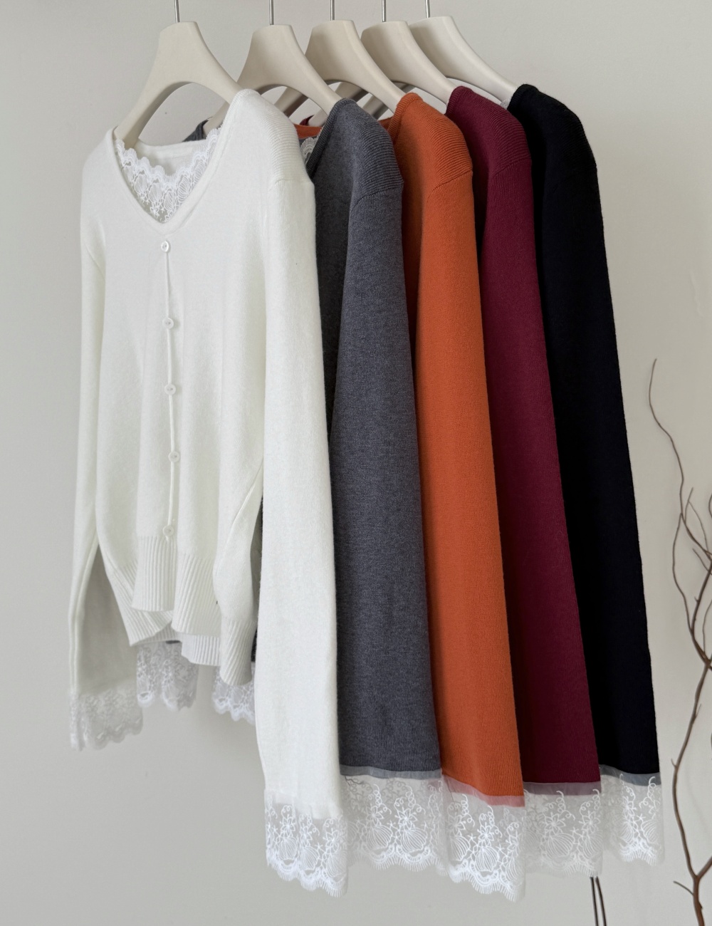 Splice long sleeve Pseudo-two sweater for women