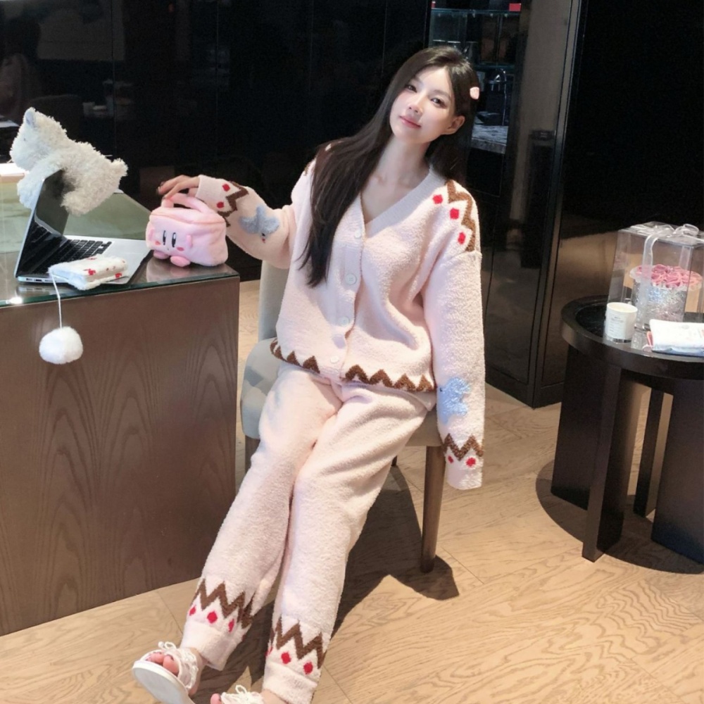 Simple Korean style autumn and winter pajamas for women