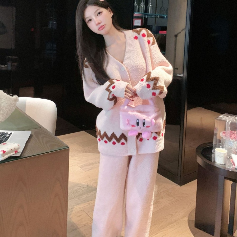 Simple Korean style autumn and winter pajamas for women