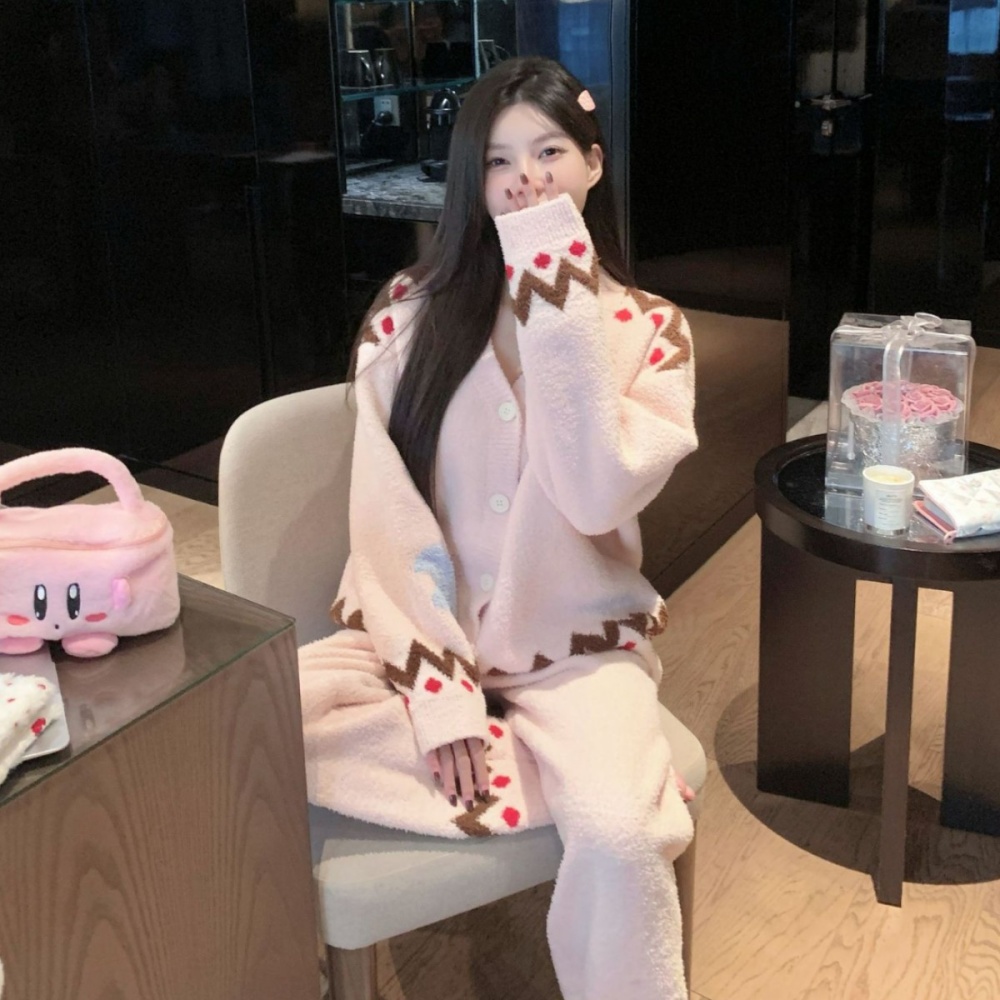 Simple Korean style autumn and winter pajamas for women