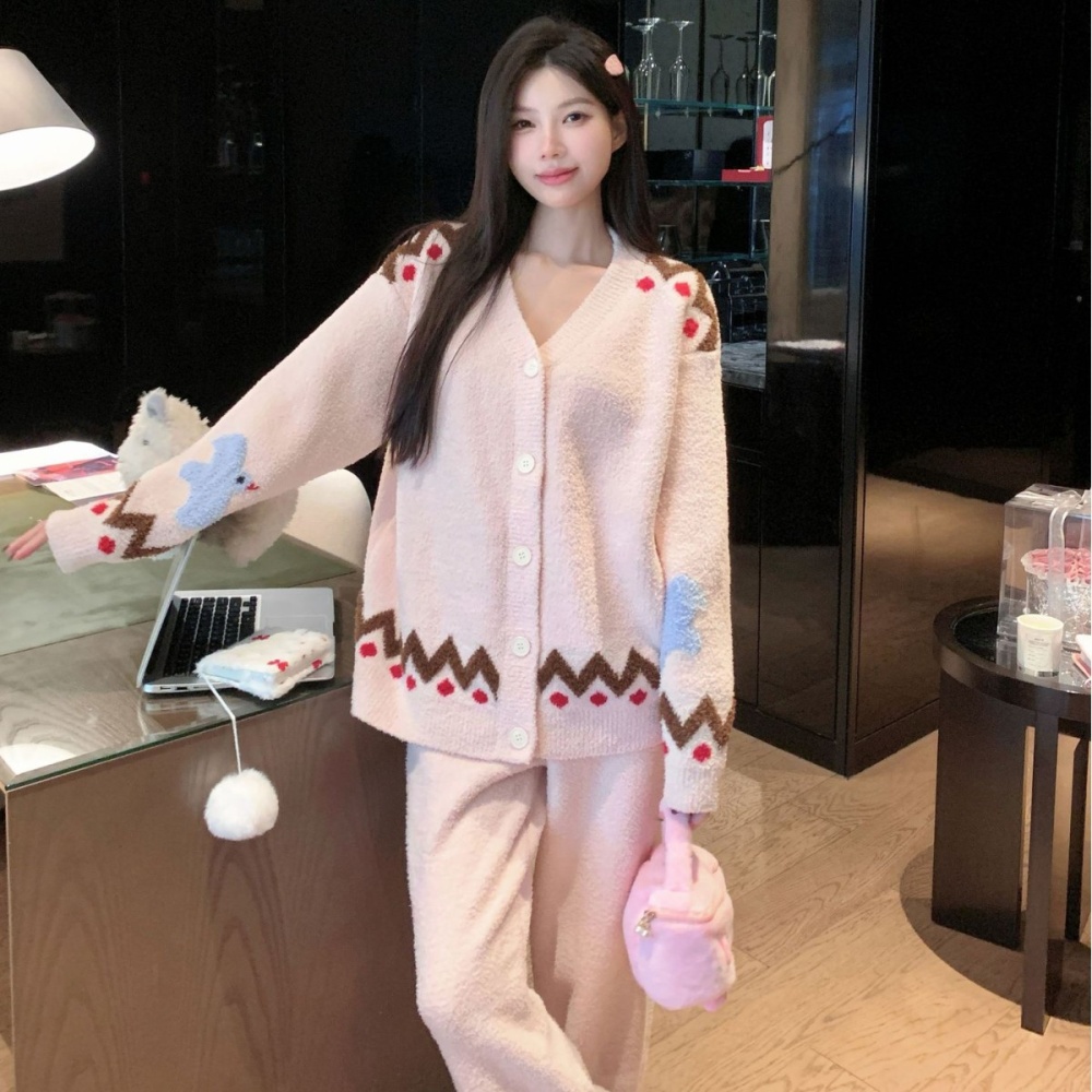 Simple Korean style autumn and winter pajamas for women