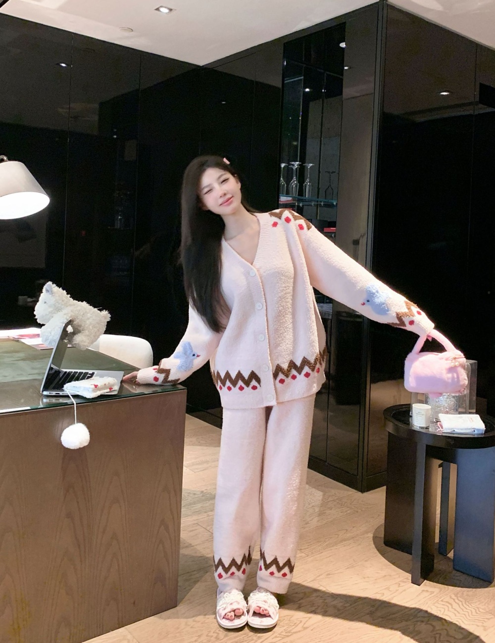 Simple Korean style autumn and winter pajamas for women