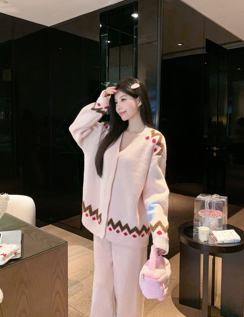 Simple Korean style autumn and winter pajamas for women