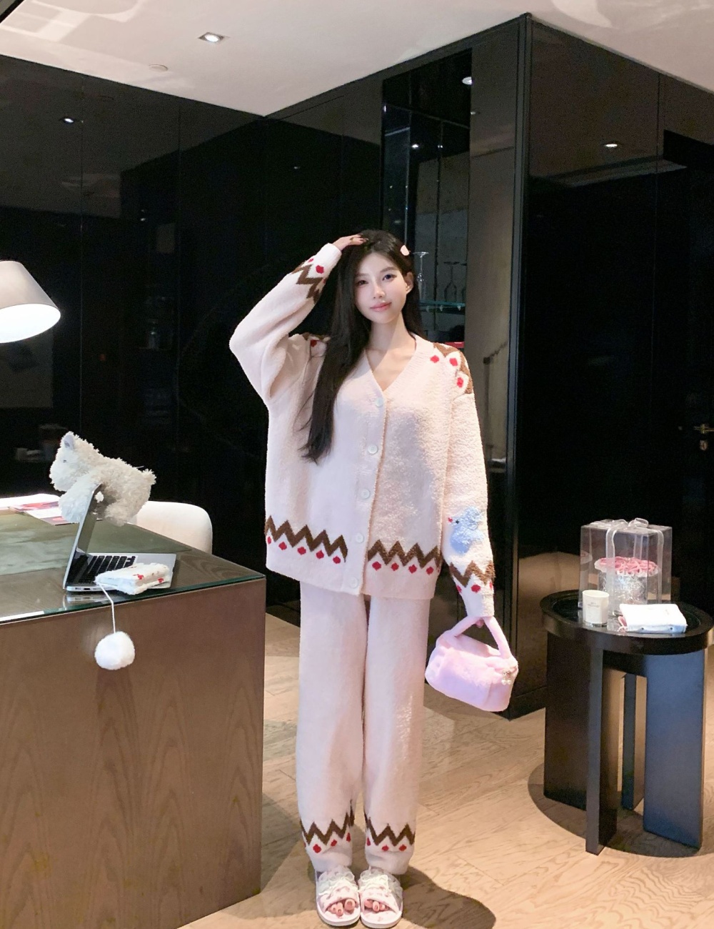 Simple Korean style autumn and winter pajamas for women