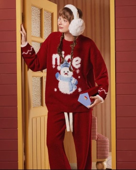 Pullover loose lazy sweet round neck pajamas for women