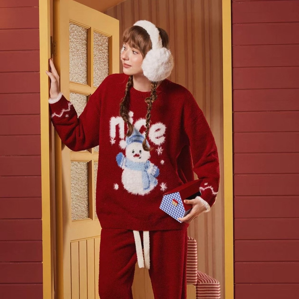 Pullover loose lazy sweet round neck pajamas for women