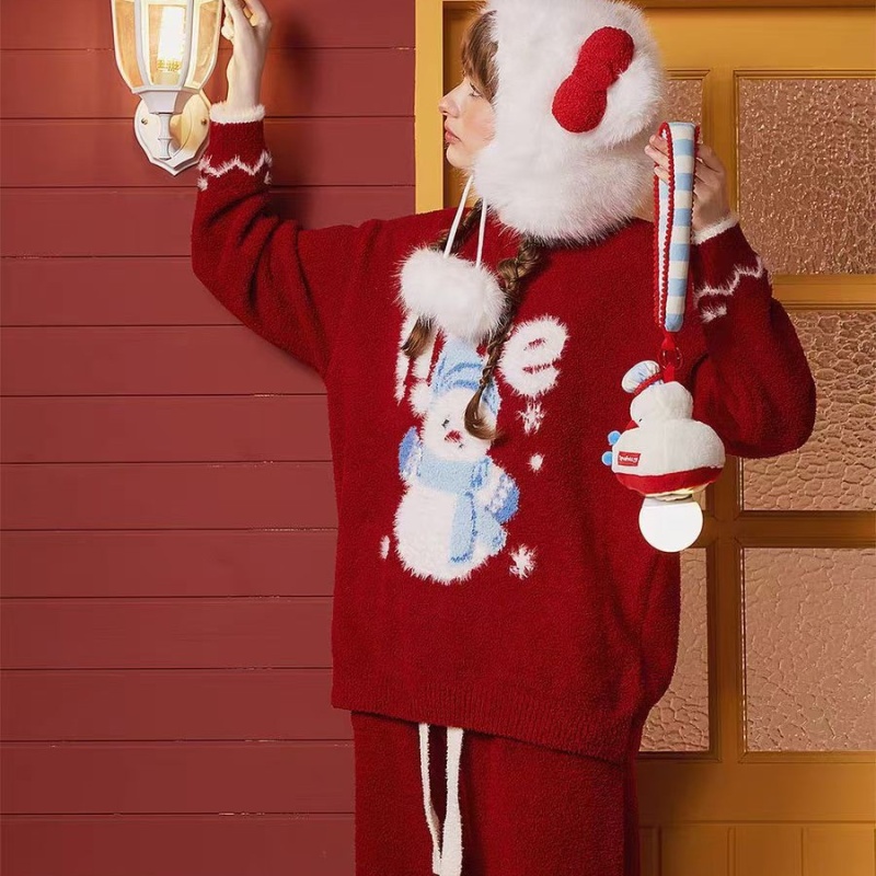 Pullover loose lazy sweet round neck pajamas for women