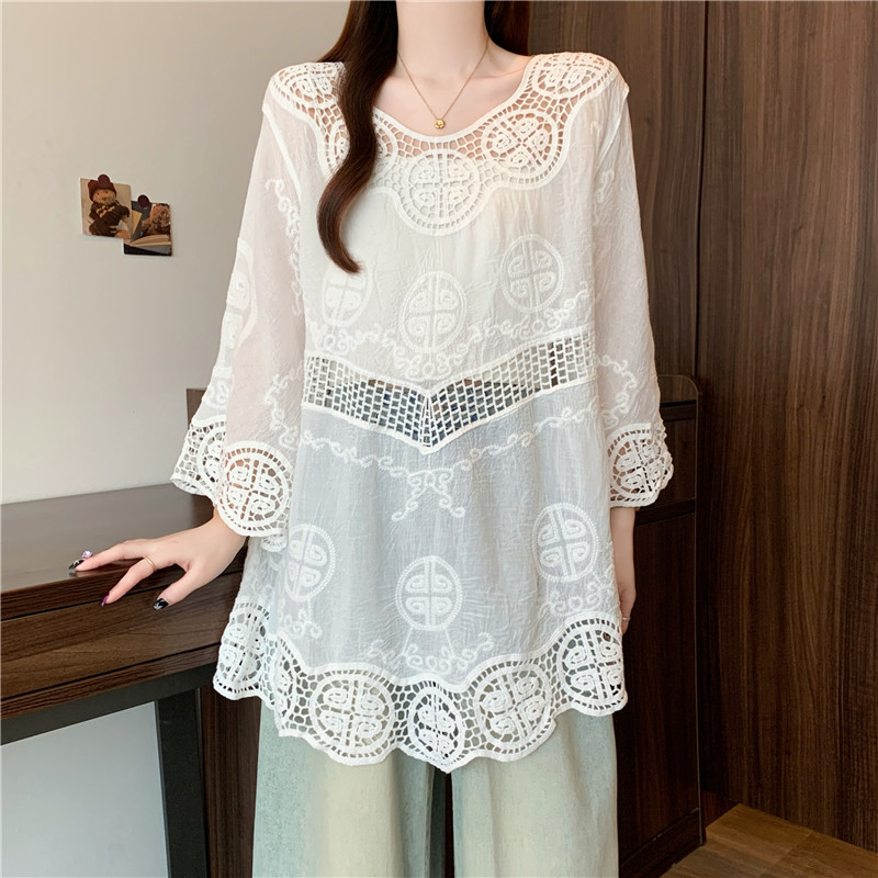 Lace European style temperament large yard embroidery tops
