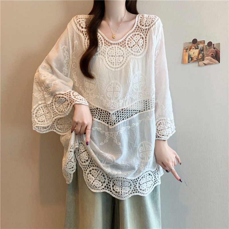 Lace European style temperament large yard embroidery tops
