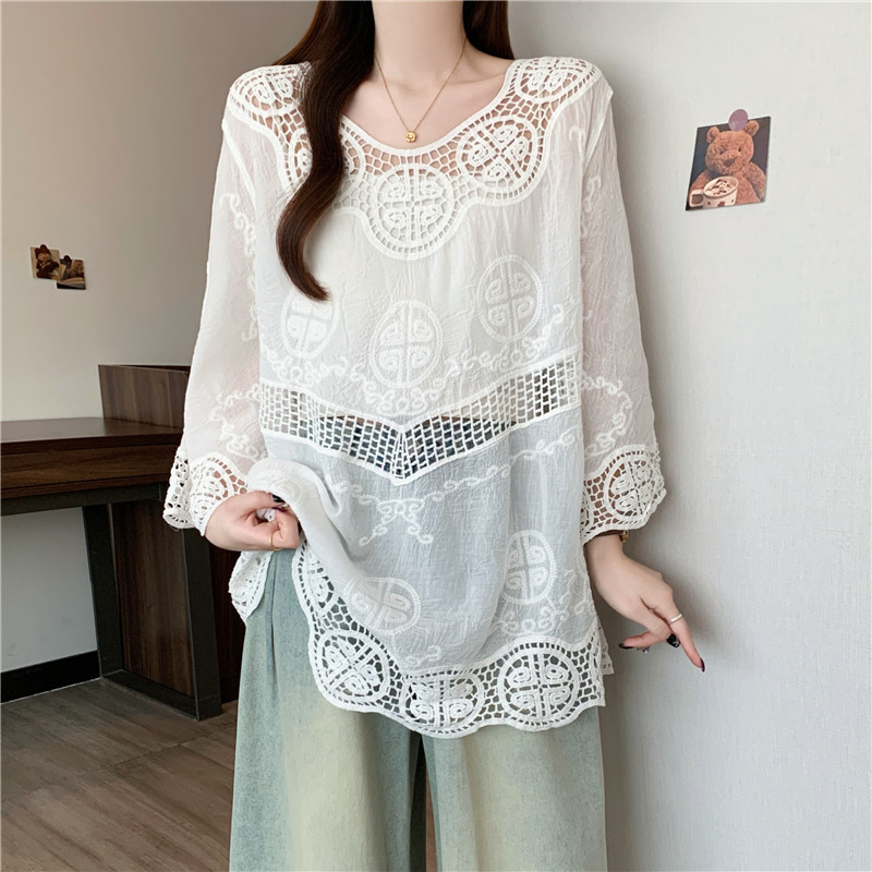 Lace European style temperament large yard embroidery tops