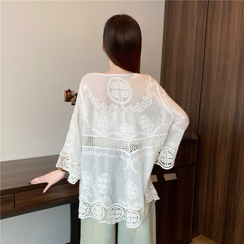 Lace European style temperament large yard embroidery tops