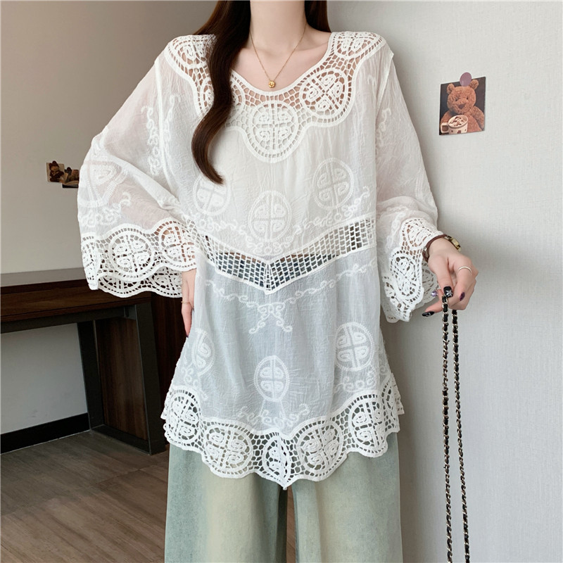 Lace European style temperament large yard embroidery tops