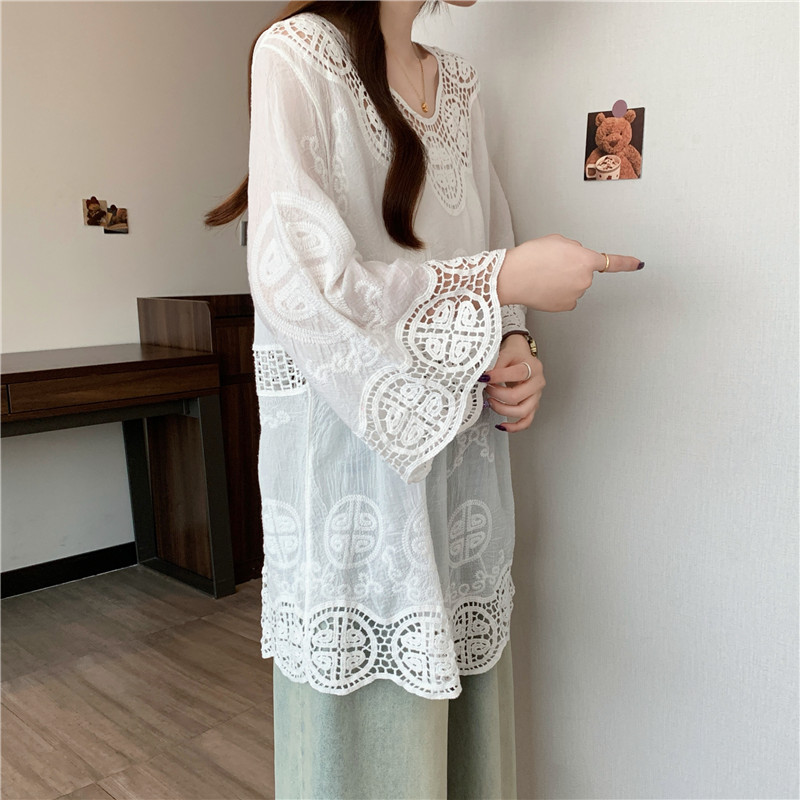 Lace European style temperament large yard embroidery tops