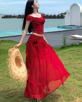 Irregular skirt long skirt 2pcs set