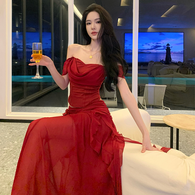 Irregular skirt long skirt 2pcs set