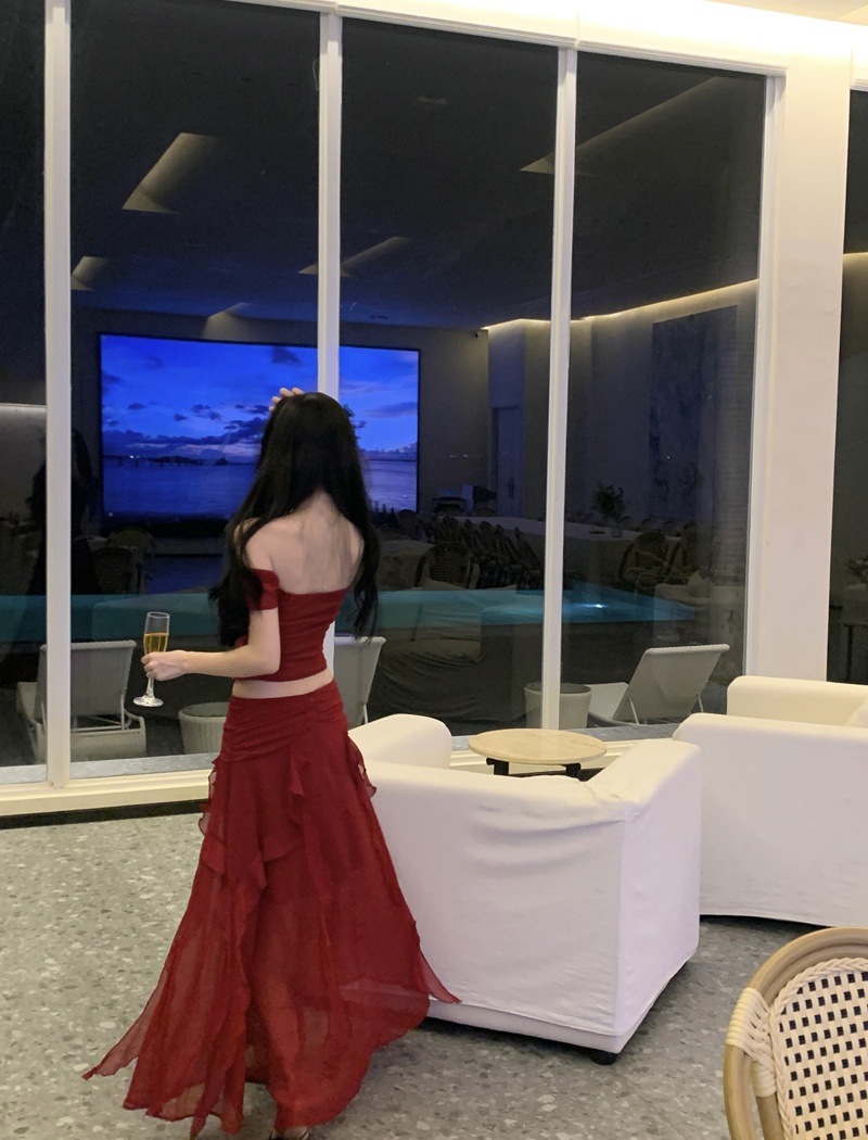 Irregular skirt long skirt 2pcs set