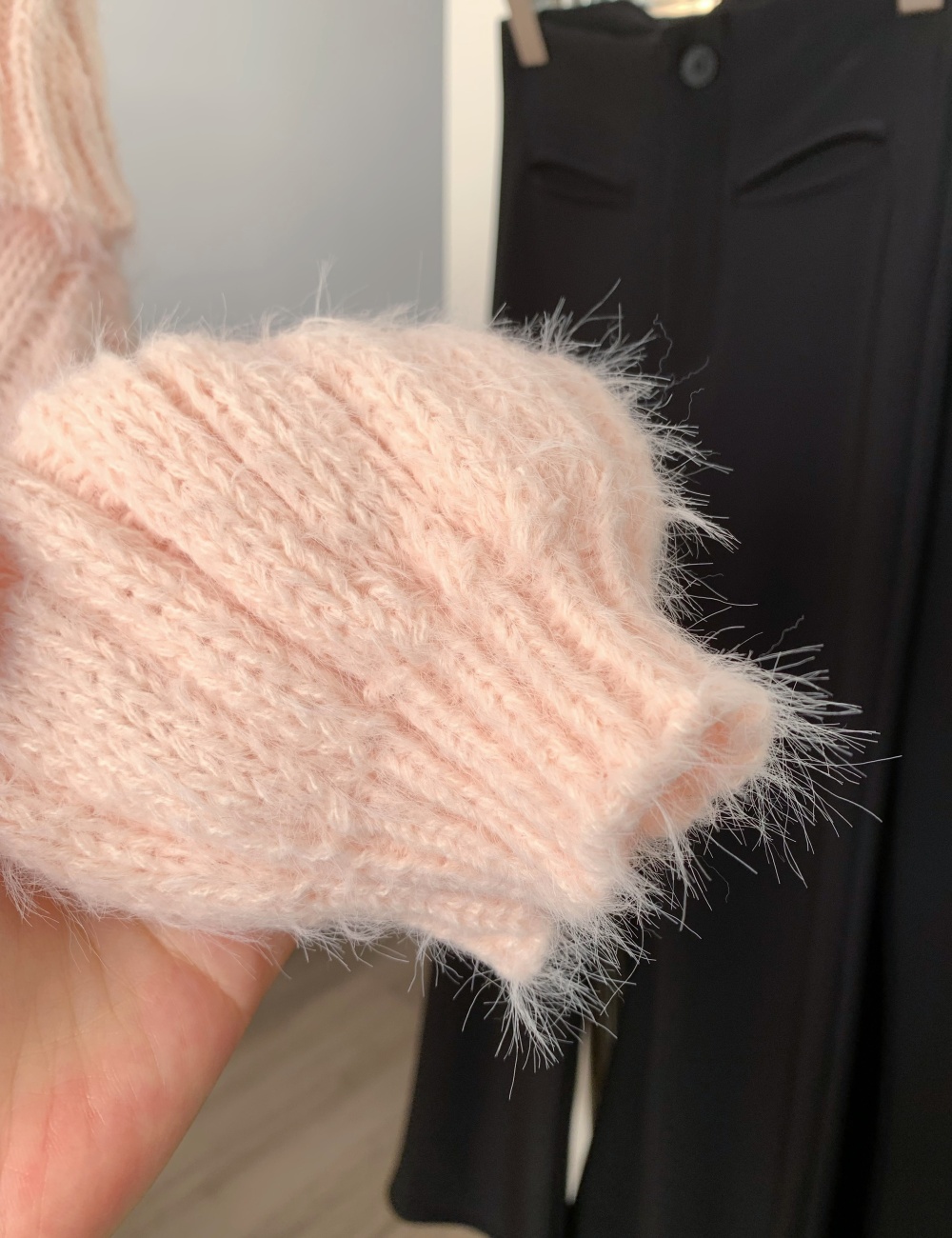 Lazy flat shoulder mohair wool colors sweater