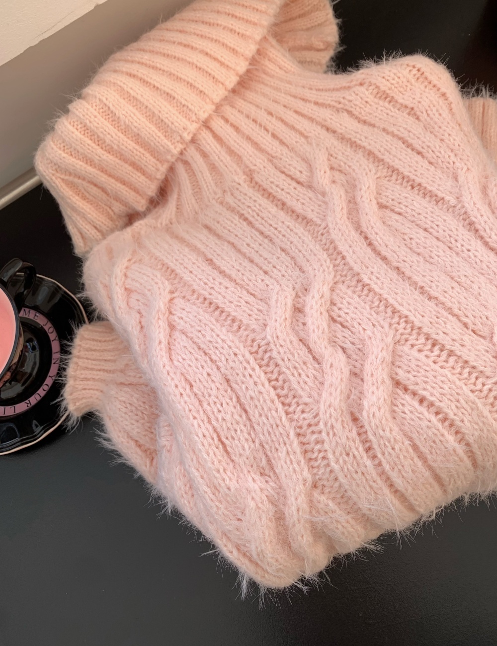 Lazy flat shoulder mohair wool colors sweater