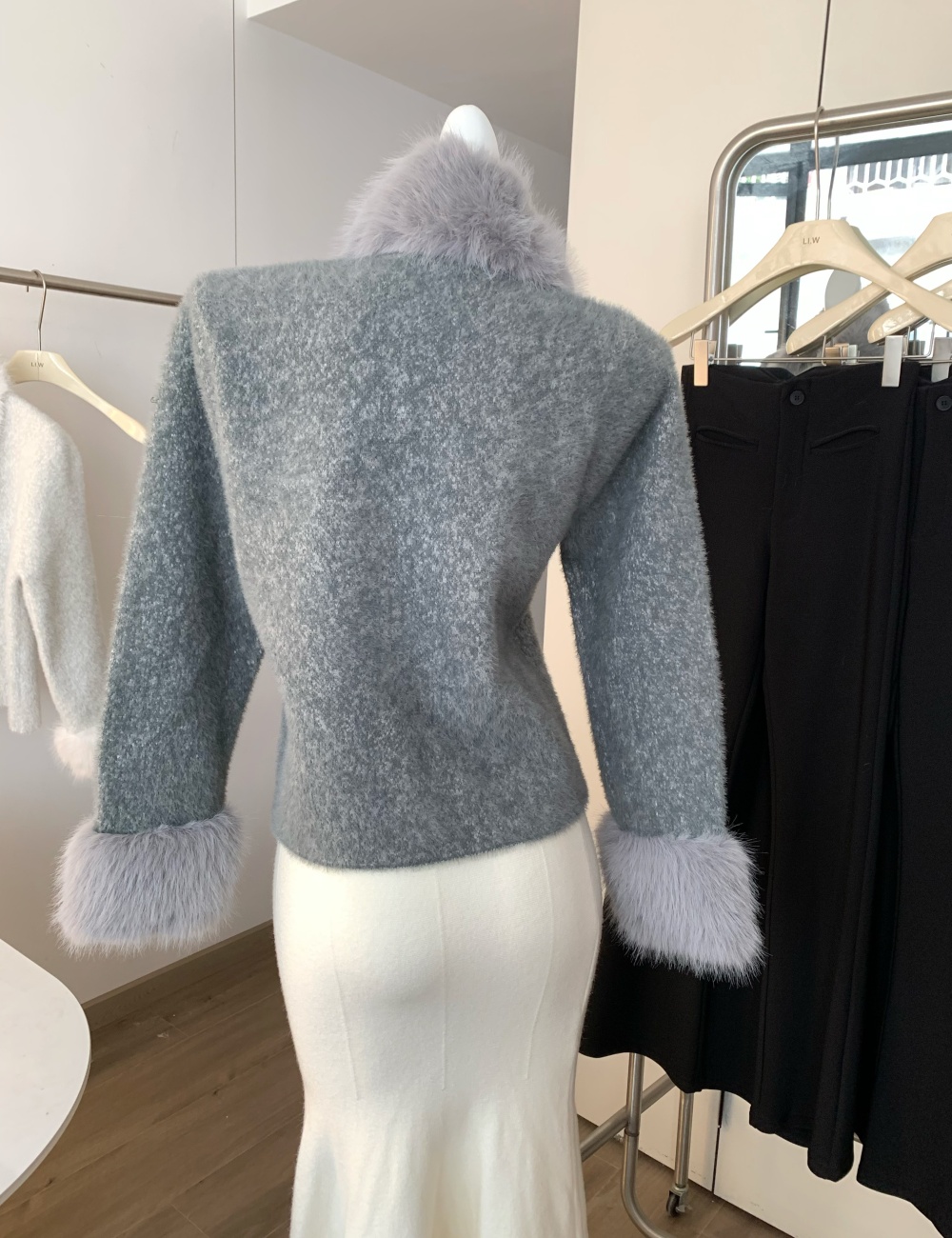 Fox fur fur coat light luxury long skirt 2pcs set