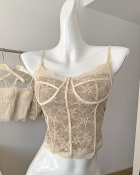 Slim lace tops enticement vest for women