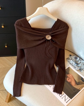 Autumn and winter horizontal collar tops bottoming sweater