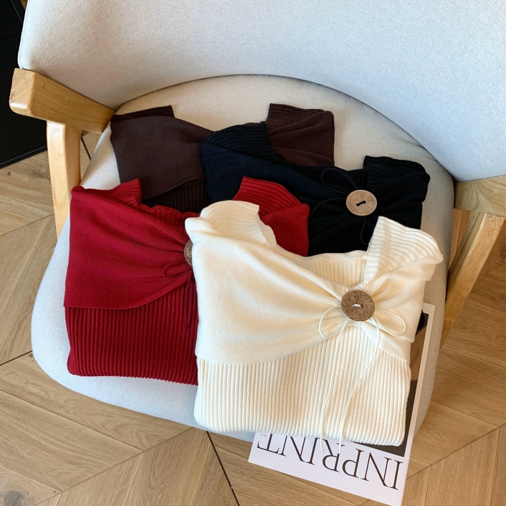 Autumn and winter horizontal collar tops bottoming sweater