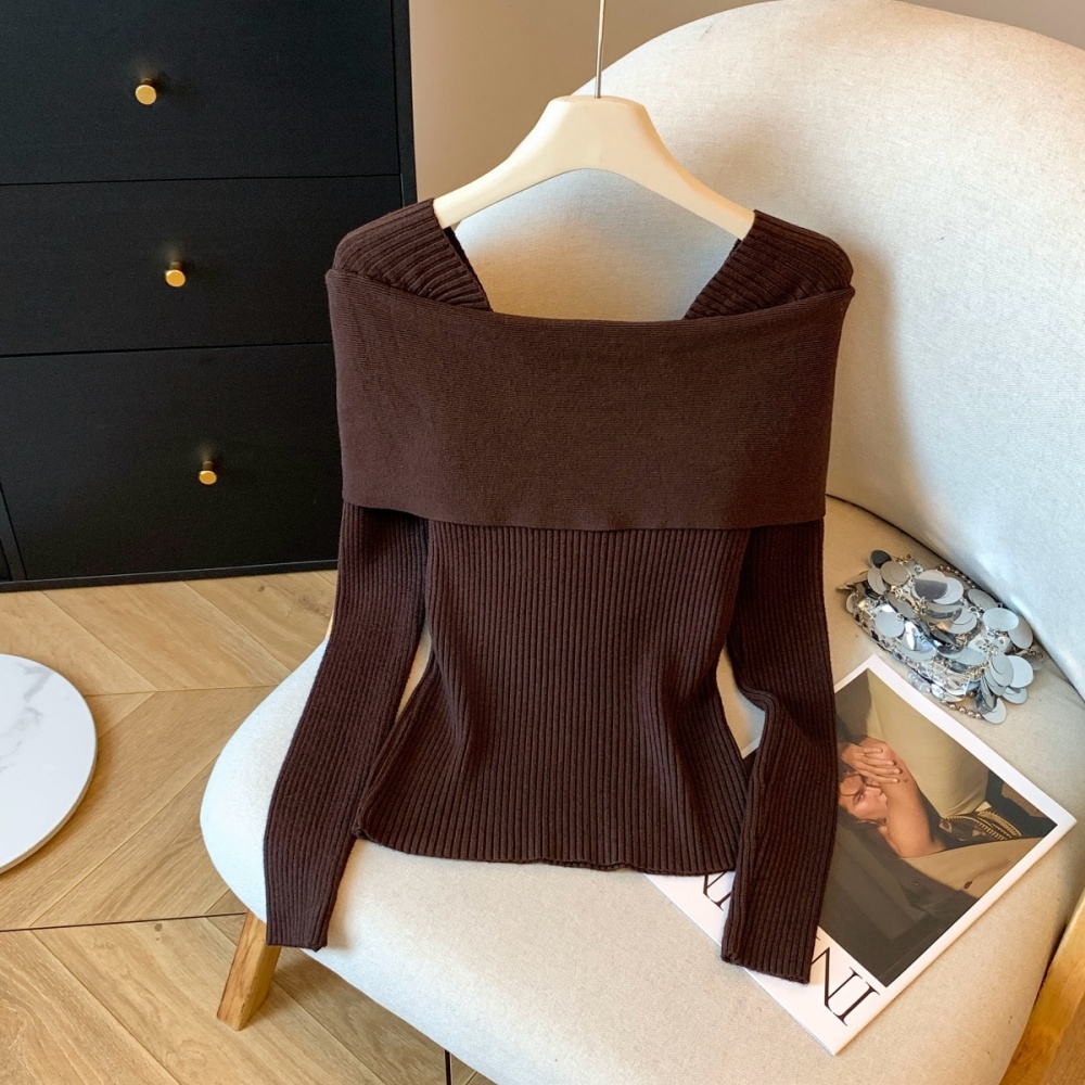 Autumn and winter horizontal collar tops bottoming sweater