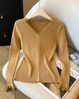 Unique tender lace sweater slim enticement splice tops