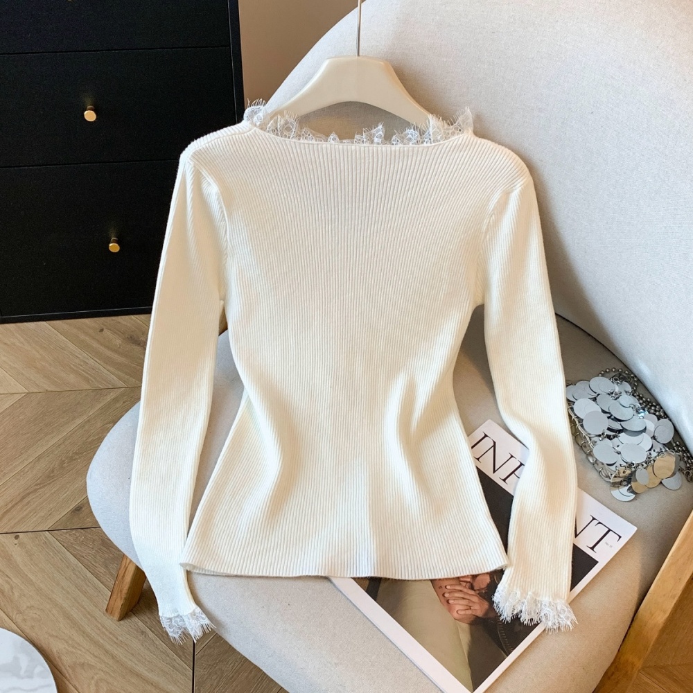 Unique tender lace sweater slim enticement splice tops